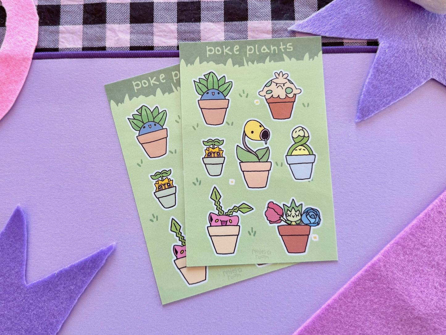 poke plant sticker sheet